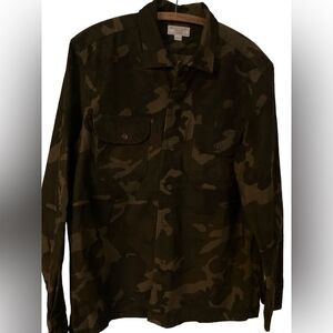 Wallace and Barnes Corduroy Shirt Size L Camo Hunting Military Thick